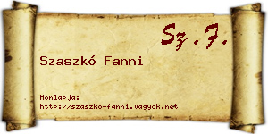 Szaszkó Fanni névjegykártya