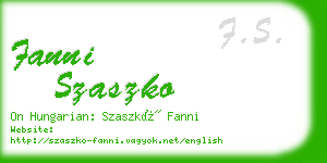 fanni szaszko business card